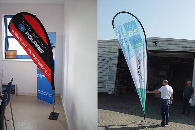 Beachflag in vielen Größen möglich.