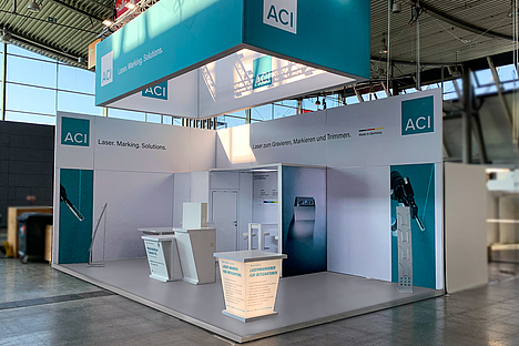 Messestand. Eckstand ACI Laser GmbH - Control 2022 Stuttgart.