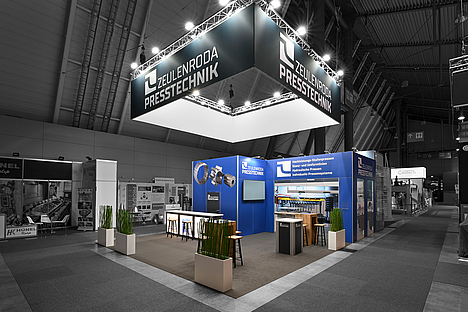 Messestand / Kopfstand. Zeulenroda Presstechnik GmbH. Blechexpo 2023 .