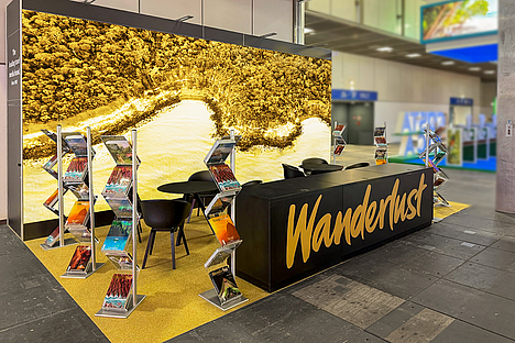 Wanderlust Travel Media Ltd. Messestand - Videowall ITB 2025.